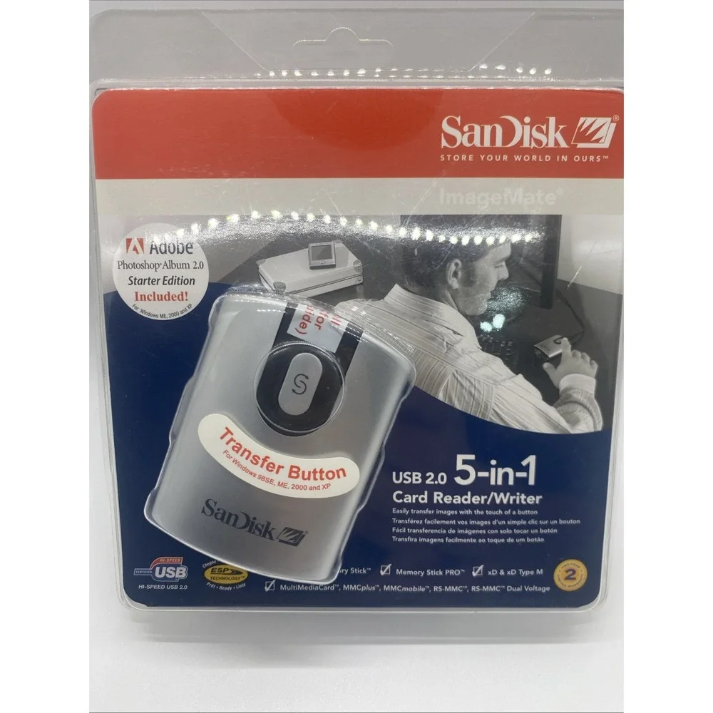 SanDisk USB 2.0 5-in-1 Card Reader Writer SDDR-99-A15  Sealed Package